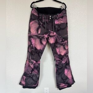 Roxy Nadia Snow Pants Ski Snowboard Pink/Purple and Black Floral Women's XL